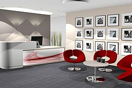 Büroplanung Beispiel: Moderner Loungebereich.